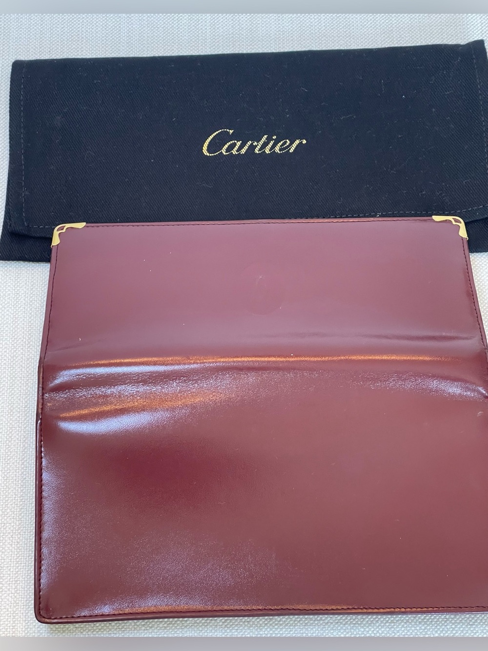 EUC CARTIER BORDEAUX DEEP BURGUNDY CALFSKIN LEATHER LONG BIFOLD WALLET PARIS - Picture 6 of 14